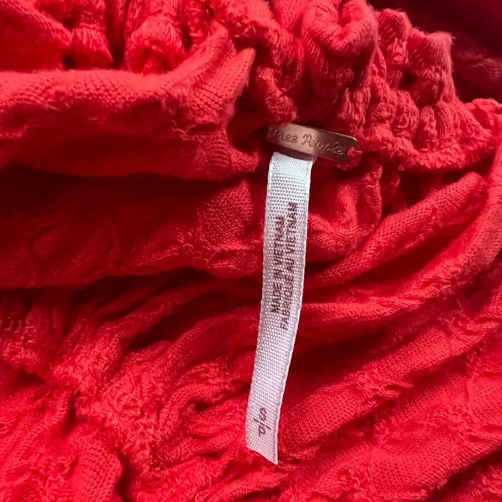 Free People Ladybug Long Sleeve Boho Top Flambe Red Cropped Womens Small